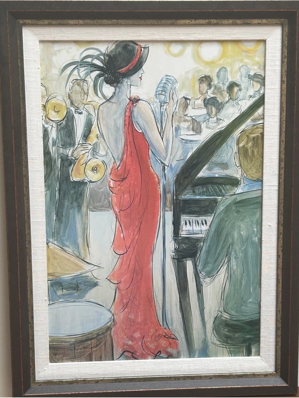 Jazz Singer - La Chanteuse De Jazz by Karen Dupre, Framed, Matted, Signed